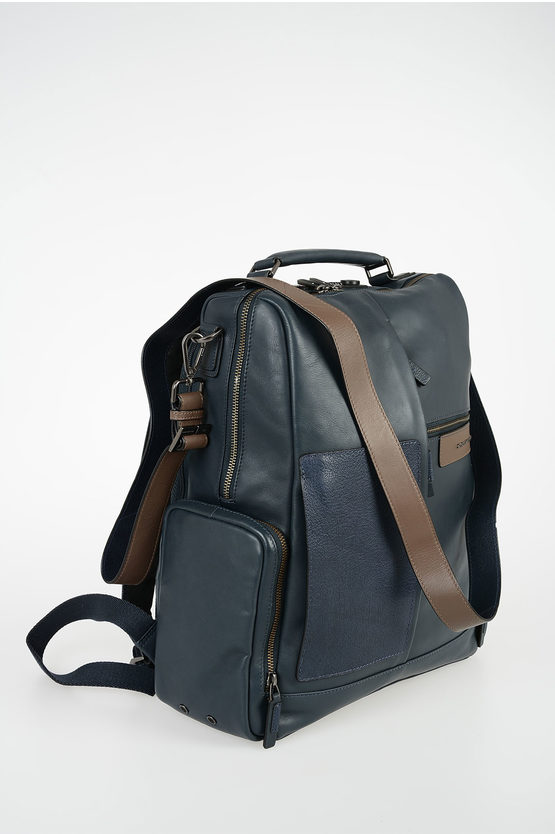 BAGMOTIC Leather Backpack For Notebook and Ipad Dark Blue