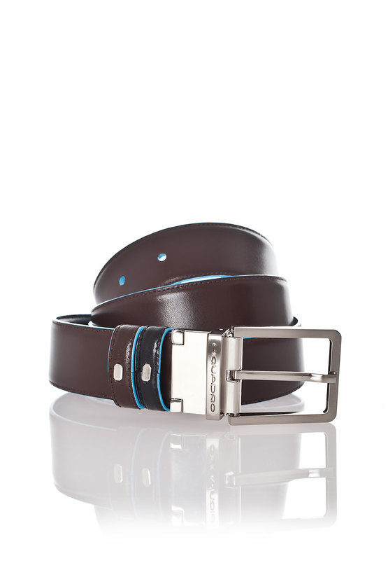 BLUE SQUARE Cintura Reversibile Nero/Mogano