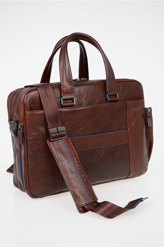 BLUE SQUARE Leather Business Bag Brown