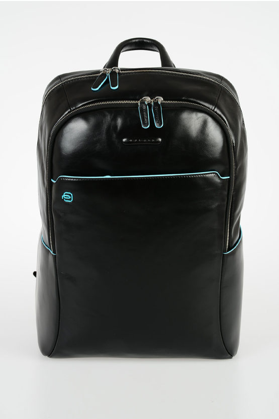 BLUE SQUARE Leather Computer Ipad Backpack Black