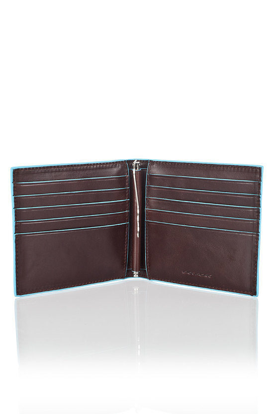 BLUE SQUARE Wallet with Spring for Money Brown