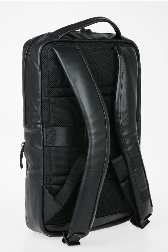 EXPLORER Leather Expandable  computer Backpack Black
