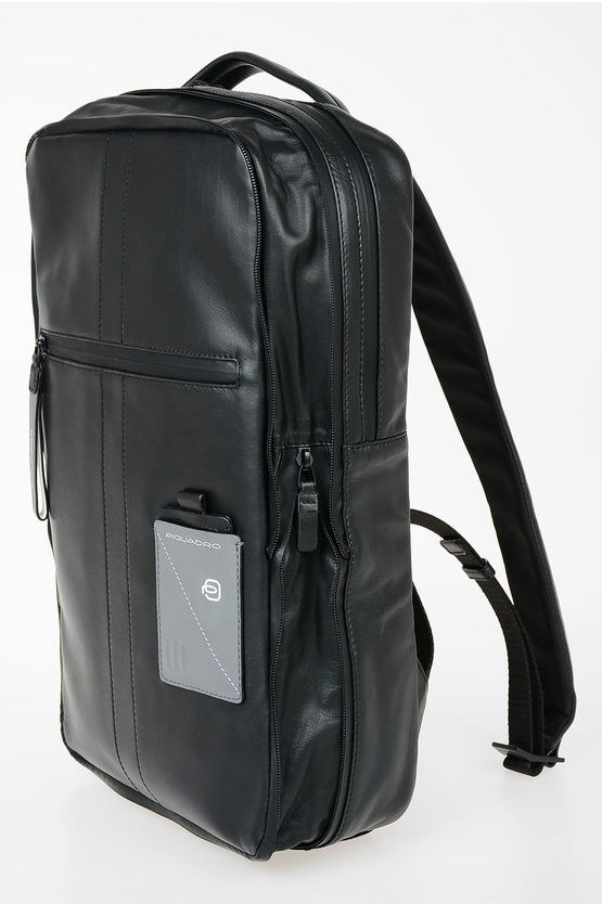 EXPLORER Leather Expandable  computer Backpack Black