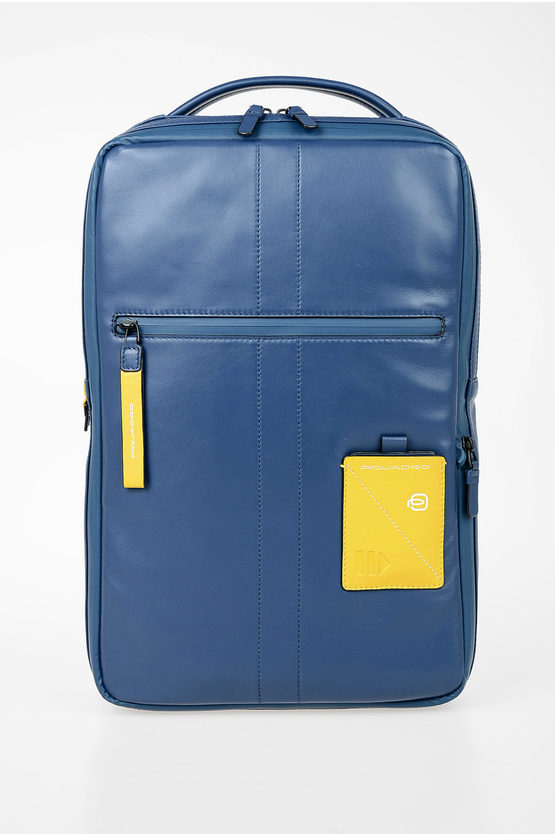 EXPLORER Leather Expandable  computer Backpack Blue