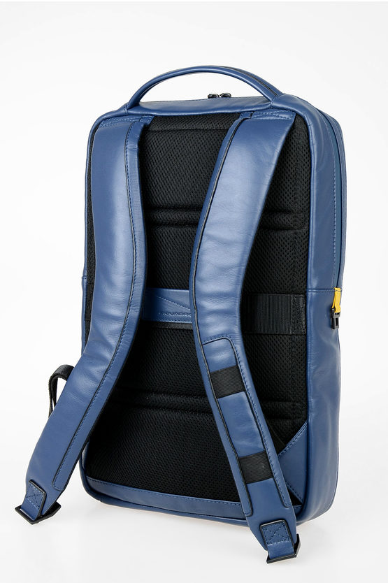 EXPLORER Leather Expandable  computer Backpack Blue