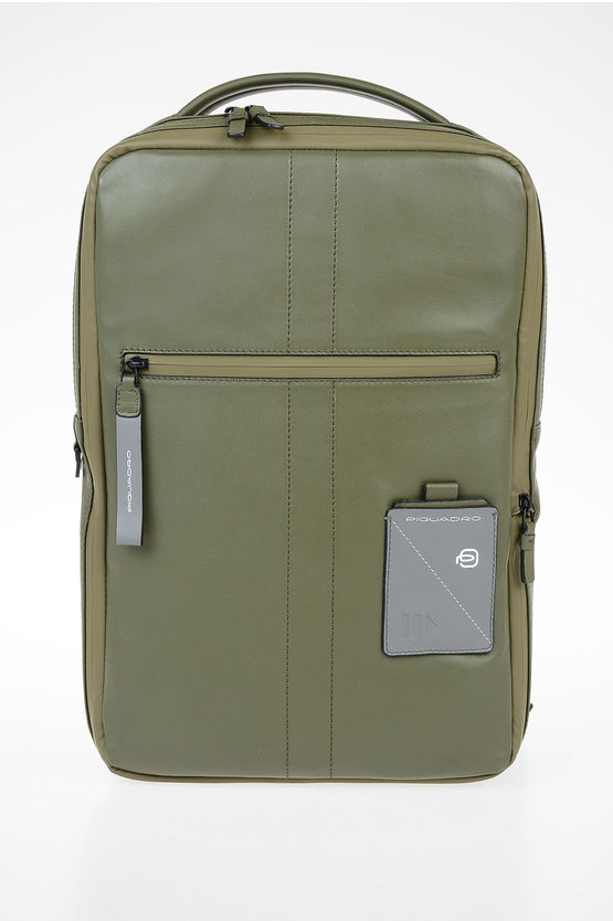 EXPLORER Leather Expandable  computer Backpack Green