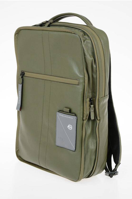 EXPLORER Leather Expandable  computer Backpack Green