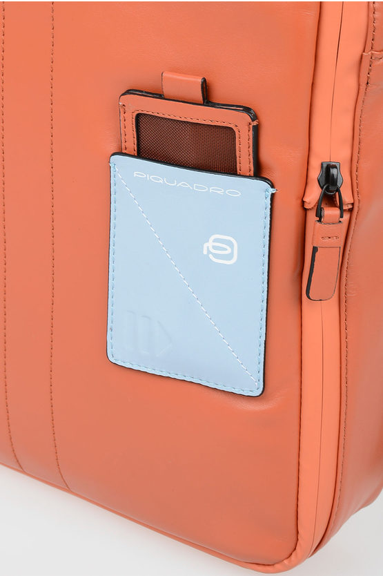 EXPLORER Leather Expandable  computer Backpack Orange
