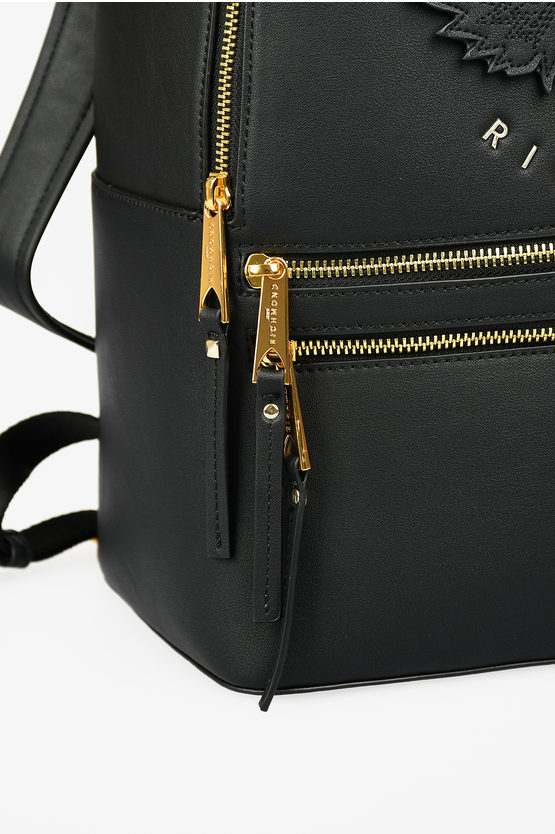 Faux Leather Wing Embroidered NOHOLE Backpack