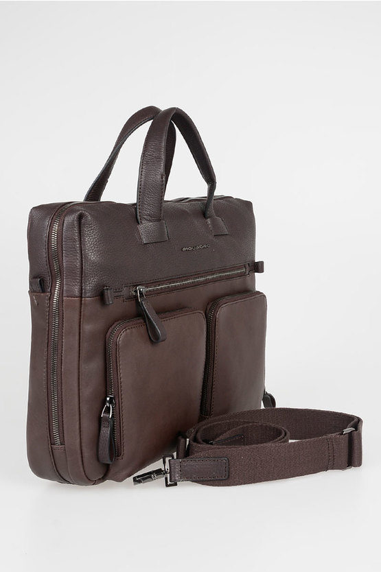 LINE Leather Briefcase Brown