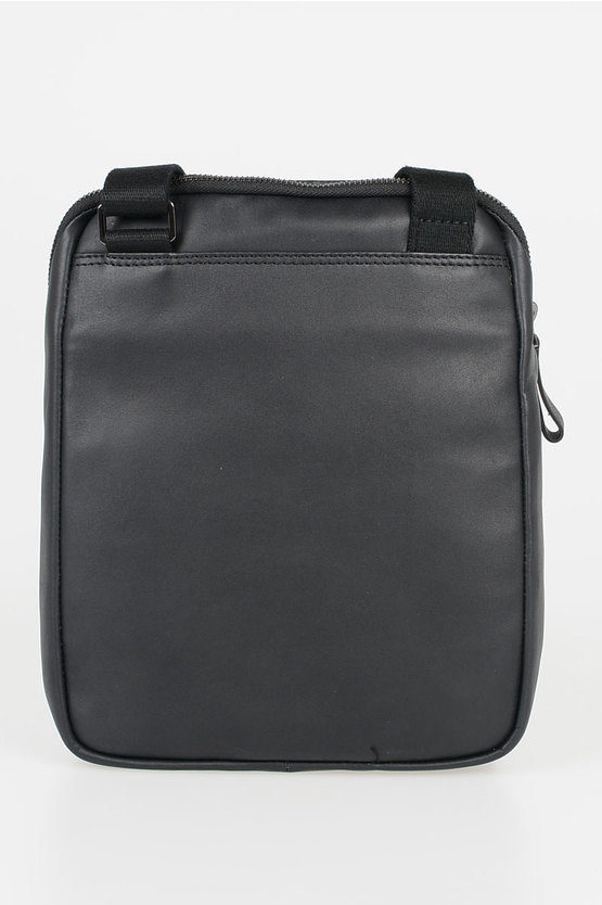 LINE Leather Strap Crossbody Bag Black