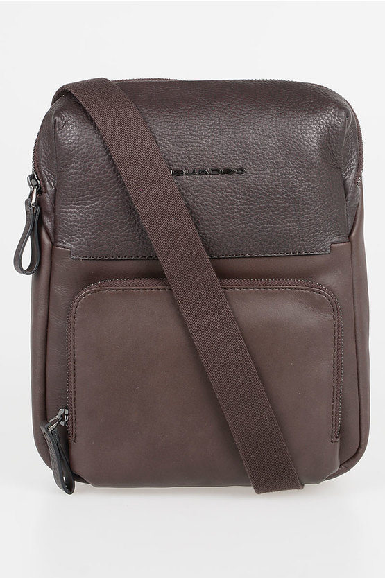 LINE Leather Strap Crossbody Bag Brown