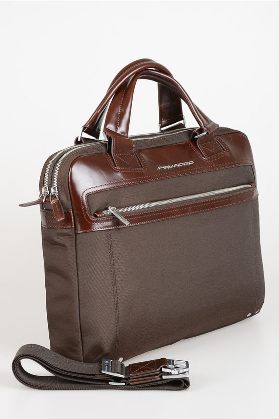 LINK Fabric Leather Business Bag Dark Brown