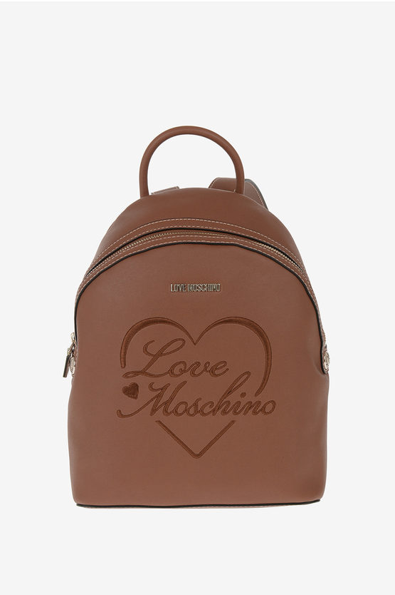 LOVE Faux Leather Embroidered Backpack