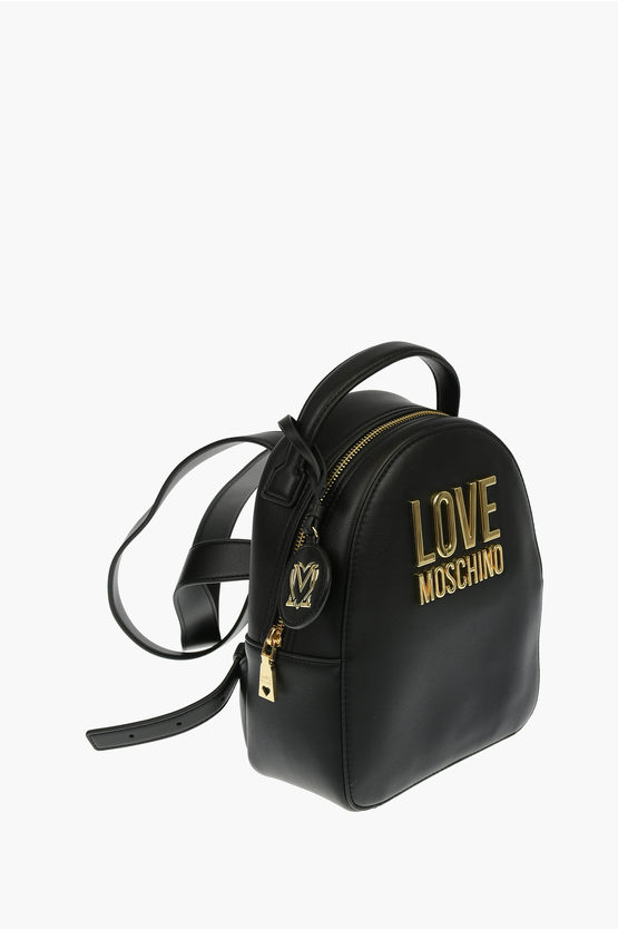 LOVE Faux Leather GOLD METAL LOGO Backpack
