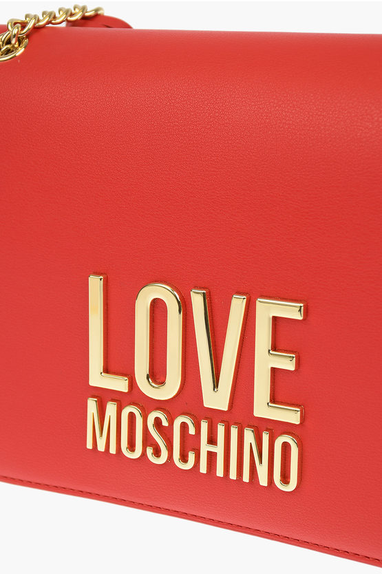 LOVE Faux Leather GOLD METAL LOGO Shoulder Bag