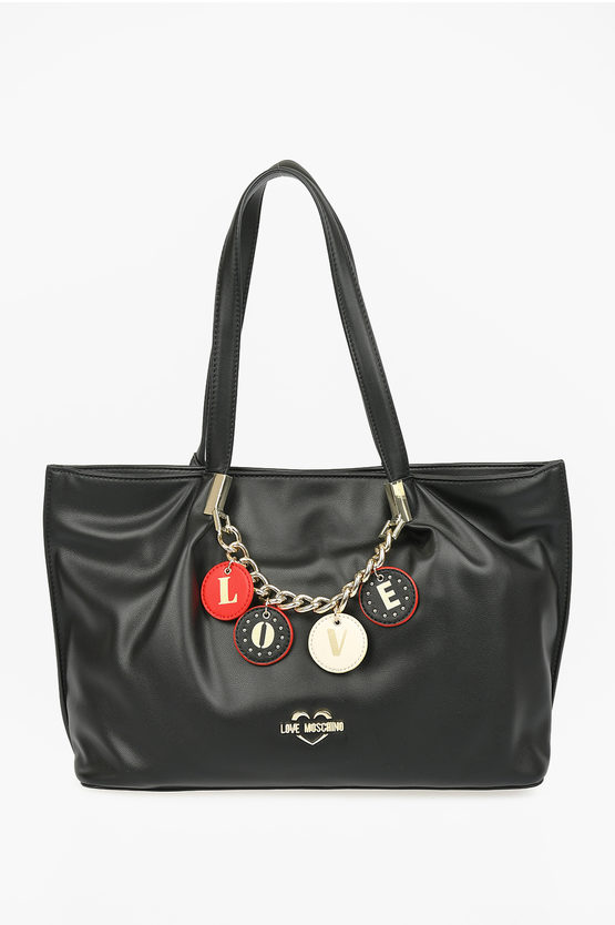 LOVE Faux Leather LOVELY CHARMS Tote Bag
