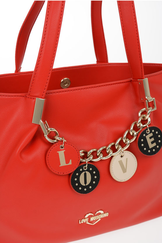 LOVE Faux Leather LOVELY CHARMS Tote Bag