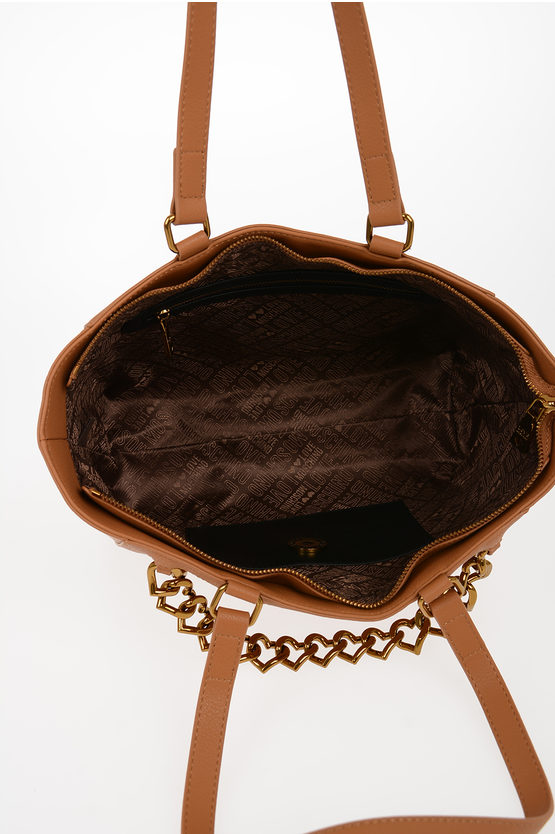 LOVE Faux Leather NEW CHAIN HEART Tote Bag