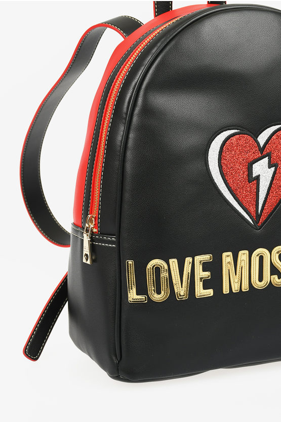 LOVE Faux Leather OUT OF THE BLUE Backpack With Glittered Heart