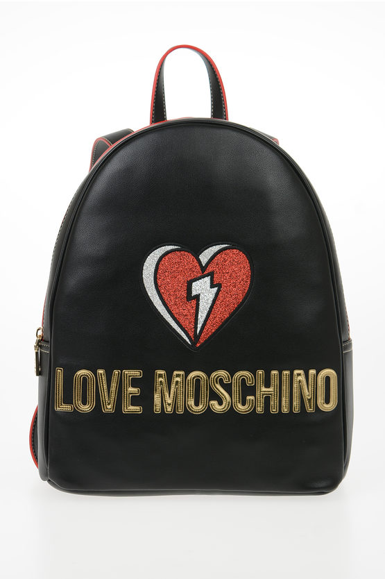 LOVE Faux Leather OUT OF THE BLUE Backpack With Glittered Heart