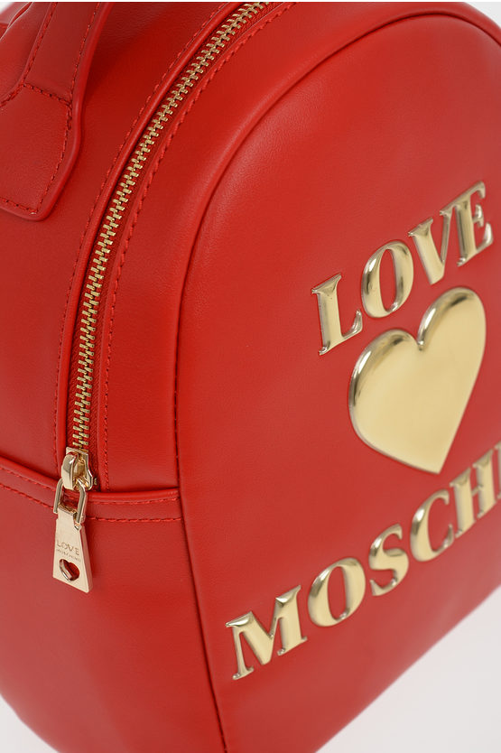 LOVE Faux Leather PADDED SHINY HEART Backpack