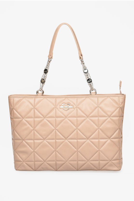 LOVE Faux Leather Quilted JEWEL Tote Bag