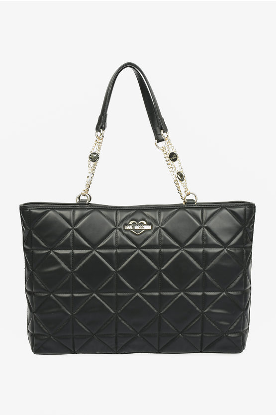 LOVE Faux Leather Quilted JEWEL Tote Bag