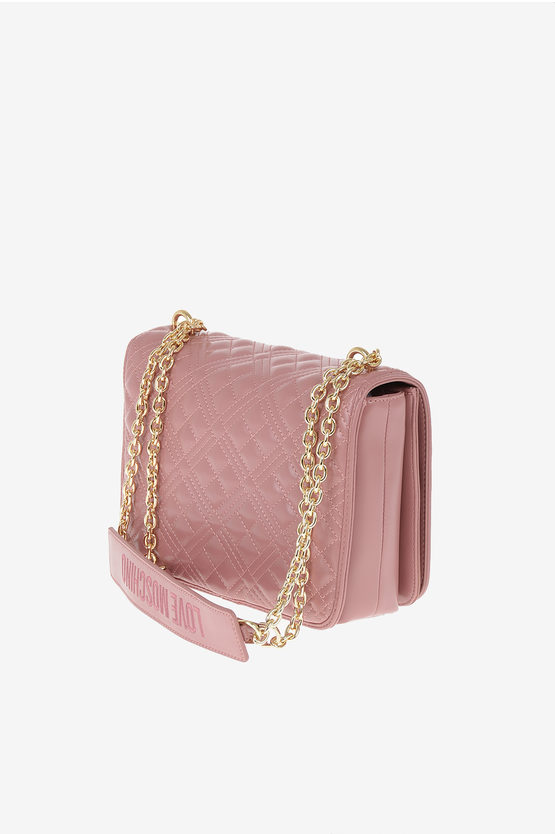 LOVE Faux Leather Quilted Shoulder Bag