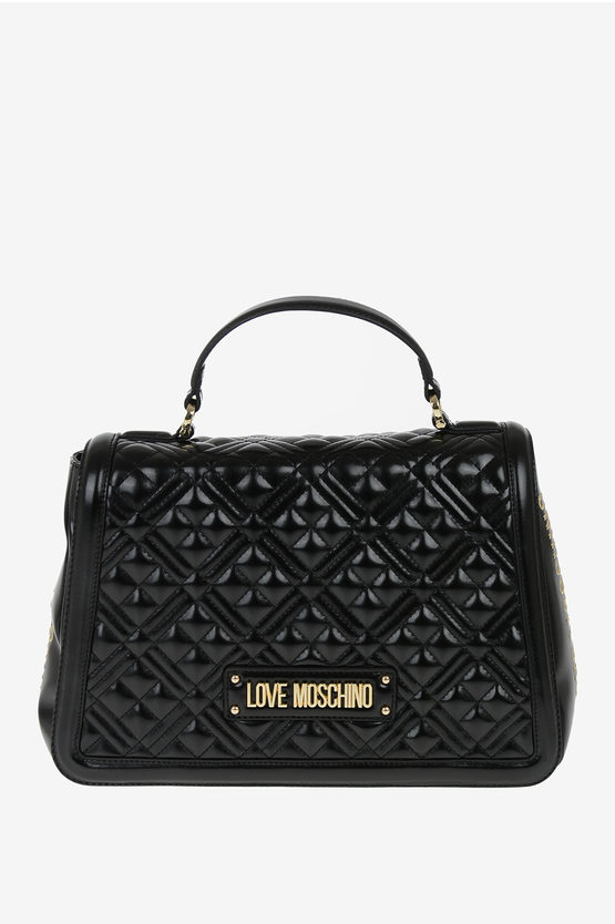 LOVE Faux Leather Quilted Tote Bag