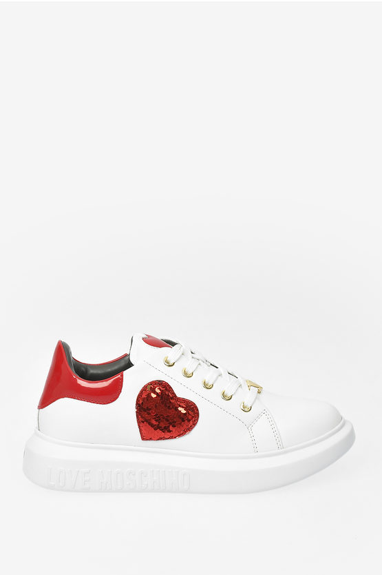 LOVE Leather RUNNING Sneakers with Sequined Heart