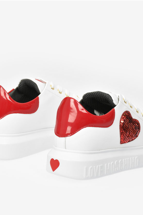 LOVE Leather RUNNING Sneakers with Sequined Heart