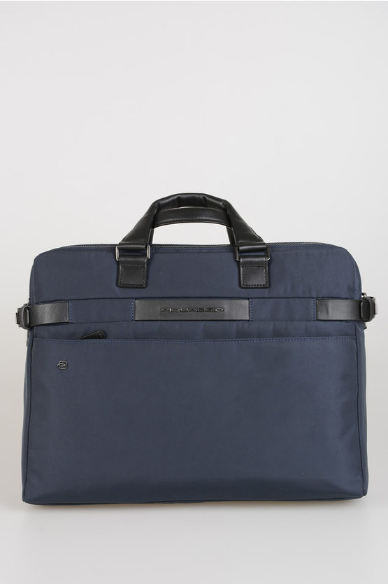 PIERRE Fabric and Leather Briefcase Blue