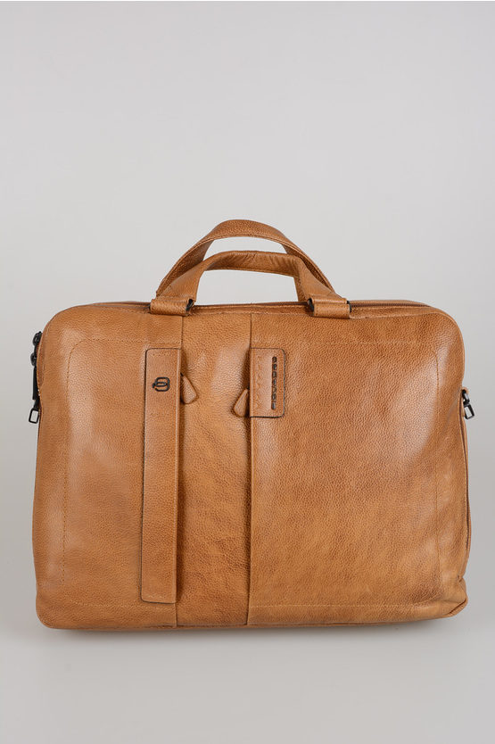 PULSE Leather Briefcase Brown